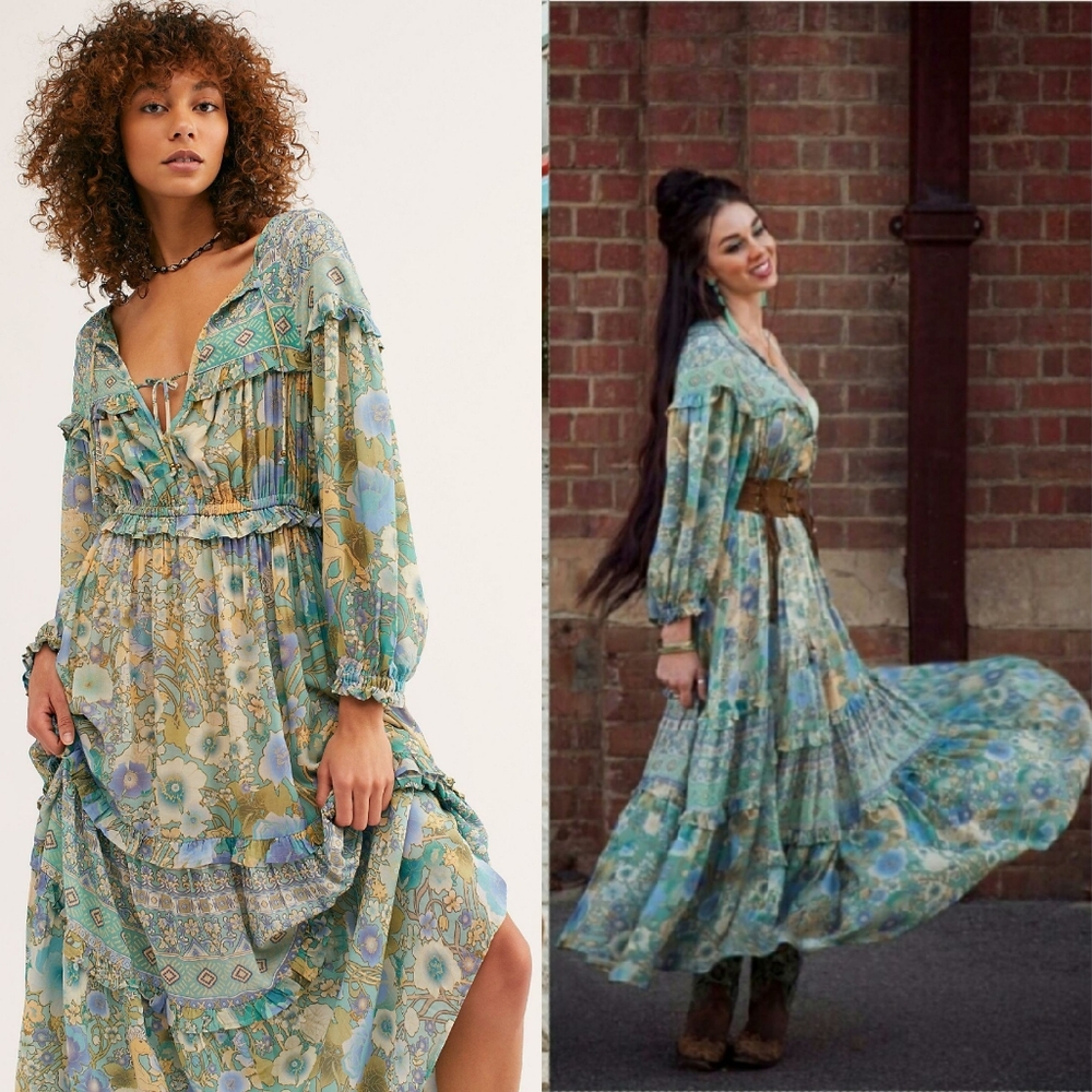 New spell x free people turquoise amethyst gown M